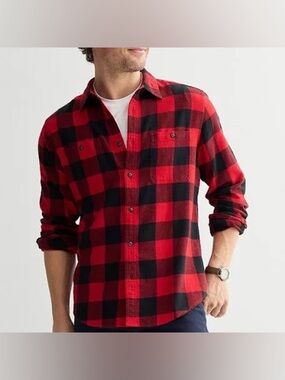 Copper & oak men’s  red and black plaid flannel long-sleeve shirt size xl